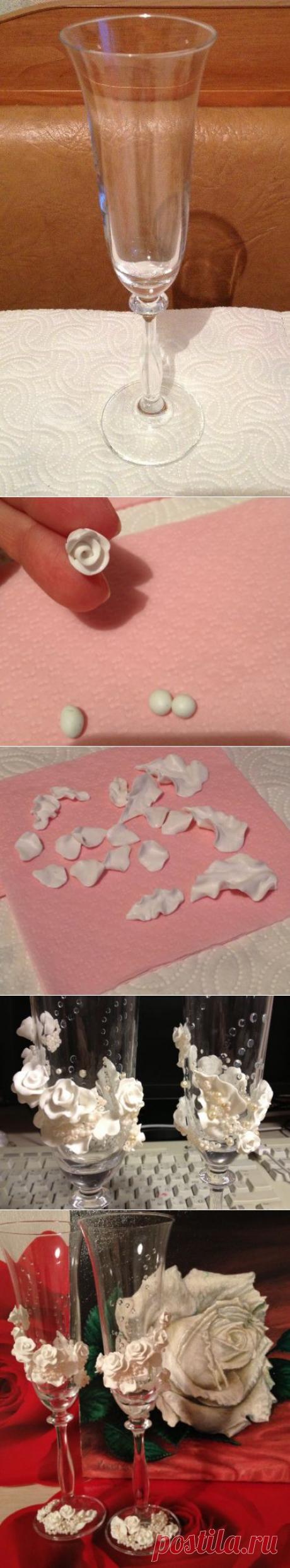 (+1) тема - Декор бокалов для свадьбы. Автор Ольга Угнивенко | СВОИМИ РУКАМИ