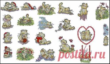 Схемы вышивки котят Anchor