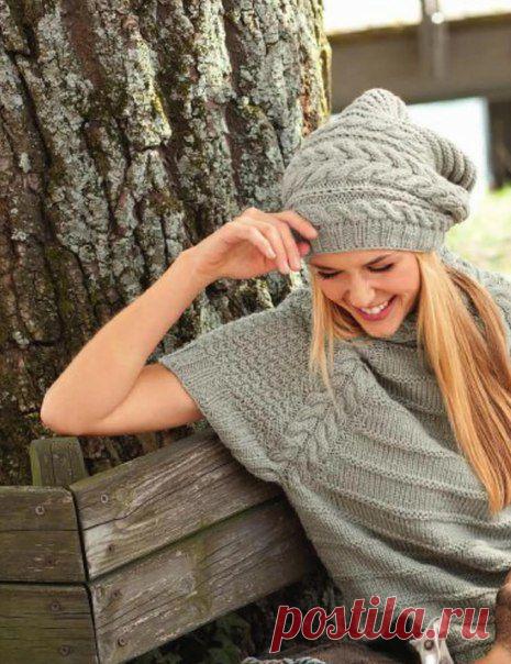Пуловер реглан и шапка бини