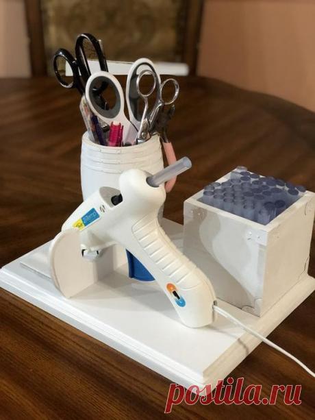 Handmade Glue Gun Holder/Stand. *** This Base is one piece, designed for the comfort of all those who like handicrafts. It has a comfortable base with the perfect height to place our glue gun without…