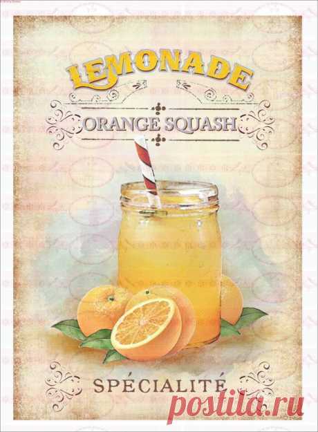 Bügelbilder - Bügelbild A4 Sommer Limonade Orange 1526 - ein Designerstück von Doreens-Bastelstube bei DaWanda