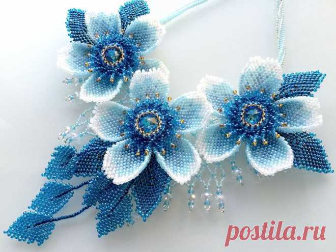 ブルーのお花のボリュームビーズネックレス | Jewelry Inspiration - Itty Bitty Beads | Pinte…