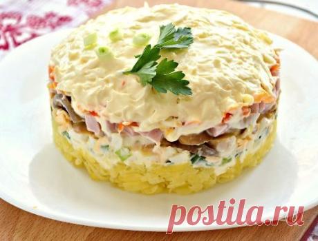 (+3) Салат с ветчиной, сыром и шампиньонами