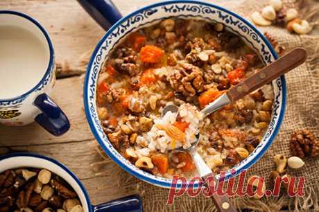 Тыквенная каша с рисом и орехами