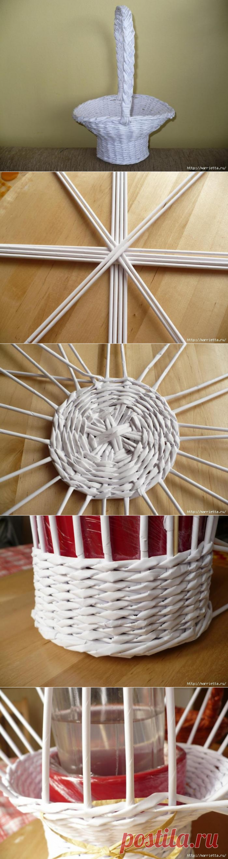 Плетение из газет: корзинка для цветов — Сделай сам, идеи для творчества - DIY Ideas