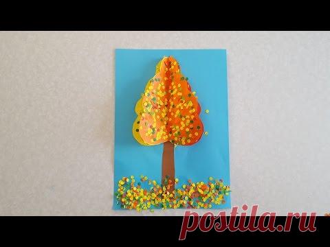 Дерево Осень Аппликация из цветной бумаги