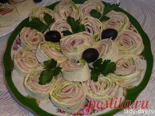 Рулет из лаваша с ветчиной | Простые рецепты с фото