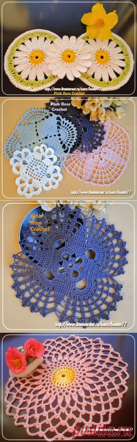 Мотив крючком-poste Pink Rose crochet....