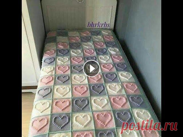 Мотив крючком Сердце в квадрате для покрывала Ссылка на схему Подписывайтесь на мою группу ВК и добавляйте свои идеи. Группа открытая Еще больше видео уроков по вязанию крючком на моем канале в пл...