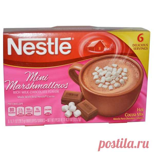 Nestle Hot Cocoa Mix, Кусочки зефира, Смесь для приготовления горячего какао, 6 пакетов, каждый по 0,71 унции (20,2 г) - iHerb.com