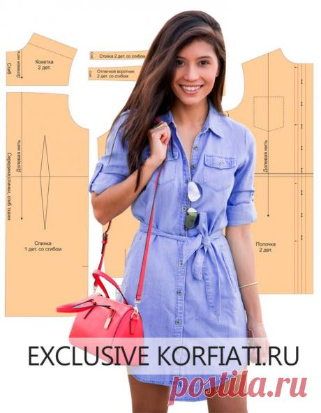 Модное платье-рубашка своими руками - выкройка Анастасии Корфиати
