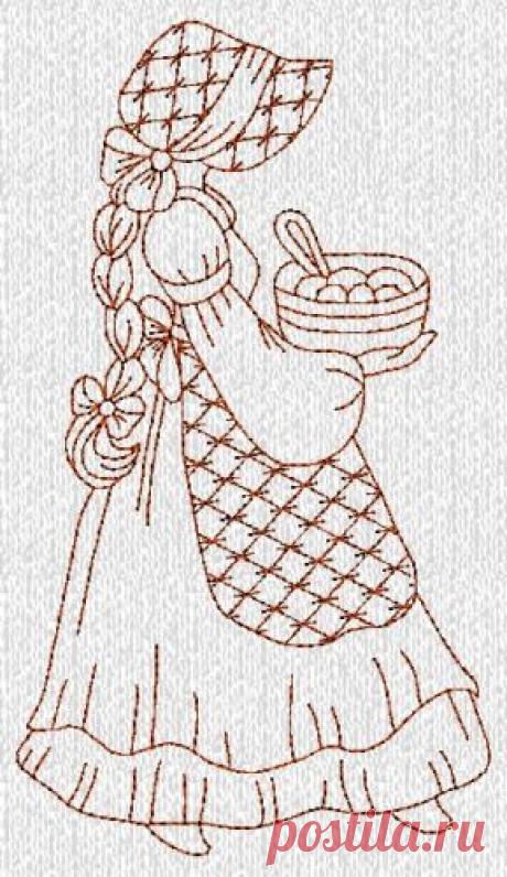 Country Baking Sunbonnet Sue Ladies Redwork Machine Embroidery Designs CD