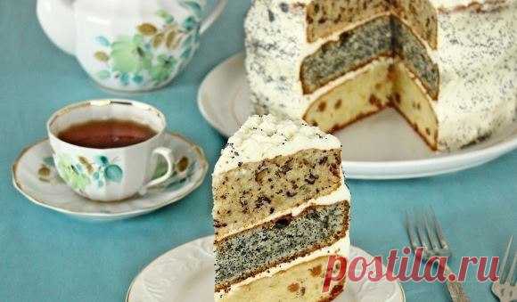 ТОРТ С МАКОМ, ОРЕХАМИ И ИЗЮМОМ