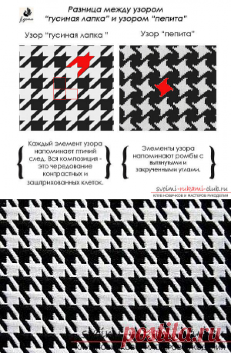 Вязание спицами узора гусиные лапки ленивым жаккардом со схемами и подробным описанием