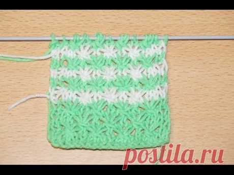 Вязание спицами. Схема ажурного узора Звездочки   ///  Knitting. Scheme openwork pattern Sprockets