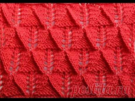 How to Knit the Leaf Stitch_Ажурный узор &quot;Листья&quot;