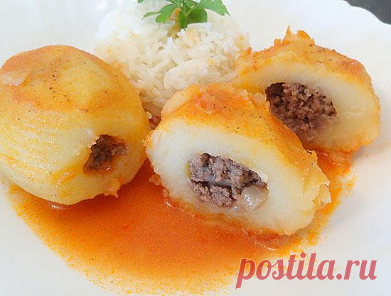 Картофель, фаршированный мясом.