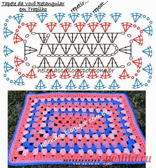 Прямоугольный коврик крючком схема, описание и видео мк - 12 моделей