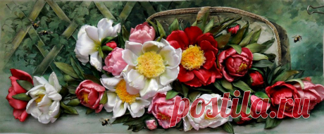 аппликация из атласных лент