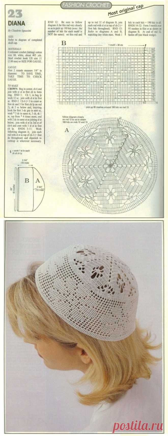 Ажурная шапочка крючком