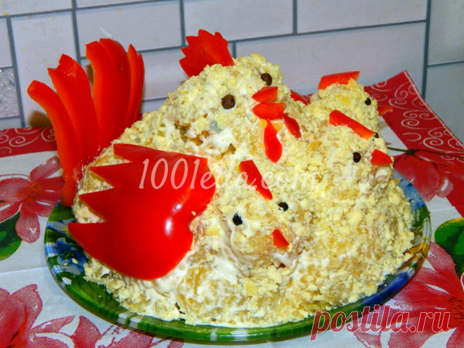 Картофельный салат с мясом Петушок в семейном кругу: рецепт с пошаговым фото - Новогодние салаты 2017 от 1001 ЕДА
