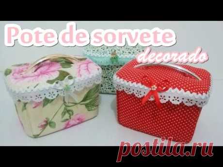 Pote de sorvete decorado - YouTube