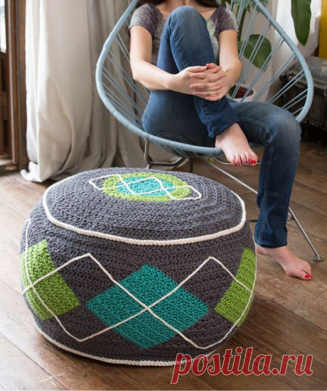 (1) Argyle Bean Bag Ottoman | Crochet ideas/projects