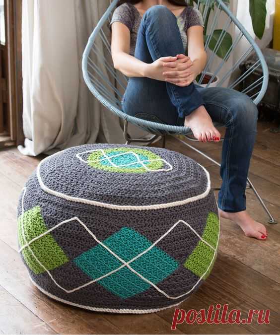 (1) Argyle Bean Bag Ottoman | Crochet ideas/projects
