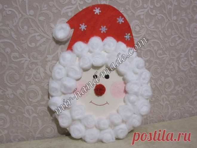 ДЕД МОРОЗ из картонной тарелки . МК с сайта mir-hand-made. https://vk.com/wall-89131472_161396