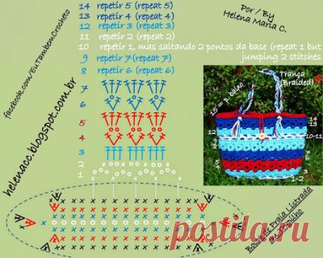 Я ТАКЖЕ ... CROCHETO: Полосатый пляж сумка в Trapilho