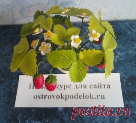 Конкурсная работа : Клубника из холодного фарфора + стрекозы - ОСТРОВОК ПОДЕЛОК