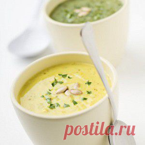 Суп-пюре из тыквы и яблок с песто из кинзы - BestCook