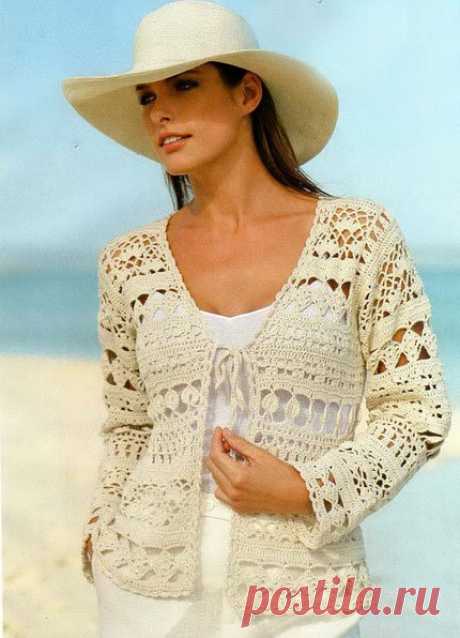 ажурный жакет крючком