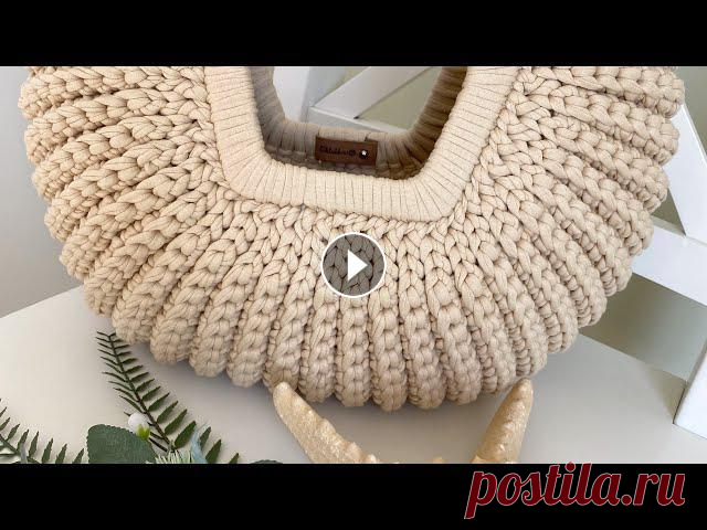 САМАЯ ЛЕТНЯЯ СУМКА-РАКУШКА XXL! СУМКА КРЮЧКОМ) ВЯЗАНАЯ СУМКА, СУМКА ИЗ ТРИКОТАЖНОЙ ПРЯЖИ/ШНУРА/ДЖУТА Подробное видео по вязанию сумки с утопленными в ...