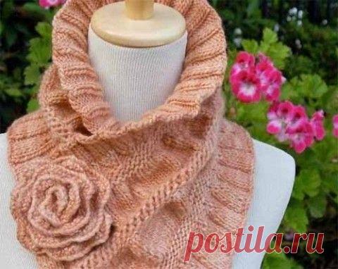 Шарф-воротник с розой | Искусница