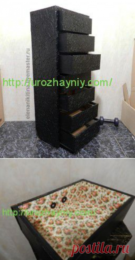 Высокий комод из картона.