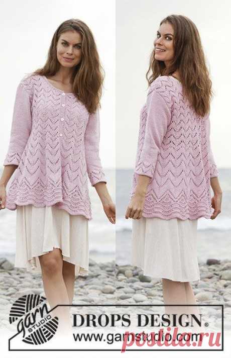 Кардиган Lydia

Размеры: S - M - L - XL - XXL - XXXL

Вам потребуется: пряжа DROPS MUSKAT от Garnstudio 650-700-750-850-900-1000 г, цвет 05, розовая пудра; чулочные и круговые спицы (80 см) № 4 мм; спицы № 3.5 мм для планок платочной вязкой; 8 пуговиц.

Плотность вязания: 21 п. х 28 р. лицевой гладью = 10 см х 10 см.

Платочная вязка (вязание поворотными рядами): 1 платочный ряд = 2 ряда лицевых петель.

Платочная вязка (круговое вязание - для рукавов): 1 платочный ряд = 2...