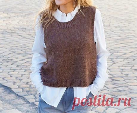 Красивые стильные безрукавки, связанные простейшими узорами (с описанием вязания до 58-го размера) | Идеи рукоделия | Дзен