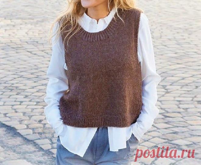 Красивые стильные безрукавки, связанные простейшими узорами (с описанием вязания до 58-го размера) | Идеи рукоделия | Дзен