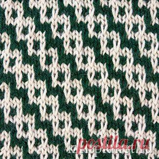 Планета Вязания | Двухцветный узор № 7. Ленивые узоры. Схема вязания узора спицами