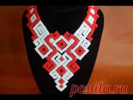 Колье из бисера &quot;Нифертити&quot;.  Бисероплетение.  Мастер класс / Necklaces of beads. Beading - YouTube