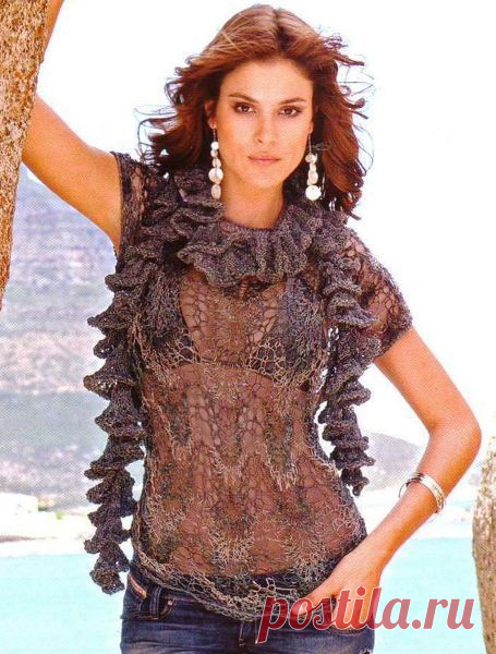 Кружевной топ и шарф с рюшами | Золотые Руки