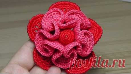 Объёмный ЦВЕТОК вязание крючком Crochet flower Tutorial