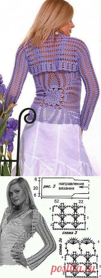 Открытое болеро-шраг веерными столбиками