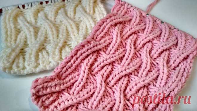 Узор "Танцующие косы" спицами. Как связать шапку с таким узором