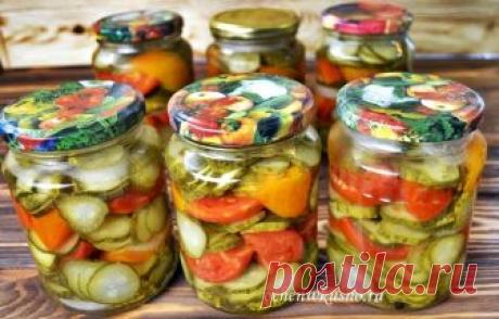 Салат на зиму из огурцов, помидор и лука — обалденная консервация! | Готовим вкусно и по-домашнему