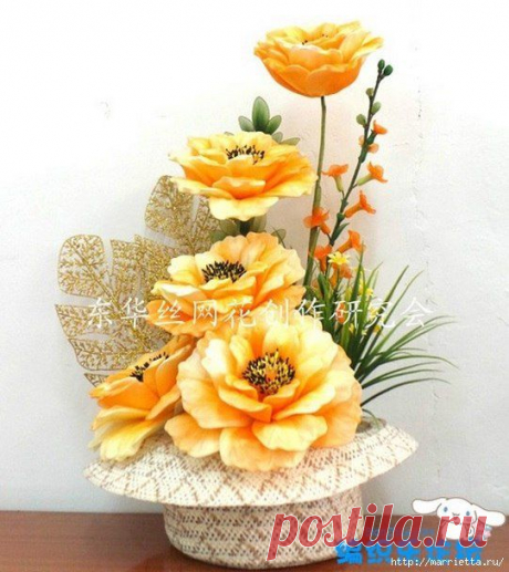 Пион из капрона / Цветы из капрона / В рукоделии