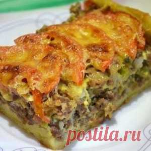 Открытый мясной пирог из картофельного теста - очень вкусно!