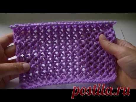 Вяжем узор "Ажурная сетка" спицами.