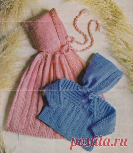 vintage baby knitting pattern for cape and coat with pixie hoods dk yarn sizes 18 20 and 22 inches This item is a PDF file of the knitting pattern for these gorgeous baby items. The pattern will be available for download upon receipt of payment, for you to print out or read from your computer.    The items call for double knitting yarn.    Absolutely gorgeous baby items, in size 18 to 22 inches.    Traditional and beautiful.